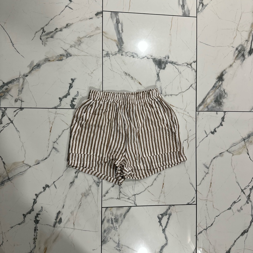 Women’s Striped Brown and White Shorts